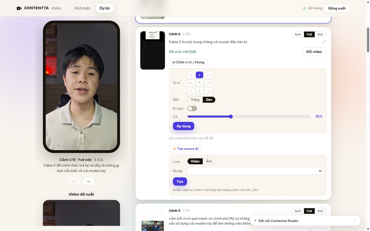 Contentta Studio video editor interface